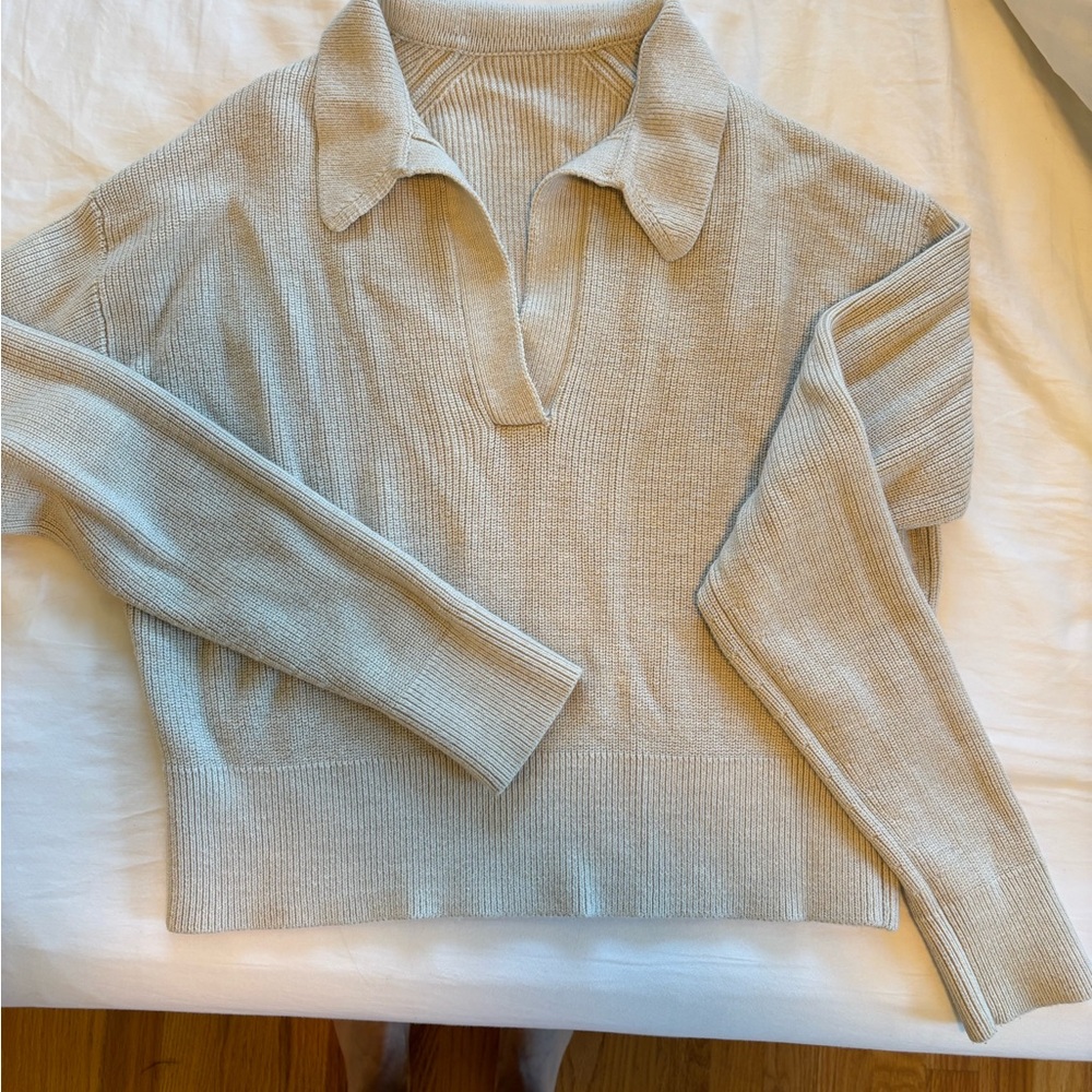 Beige Lululemon Ribbed Knit Sweater